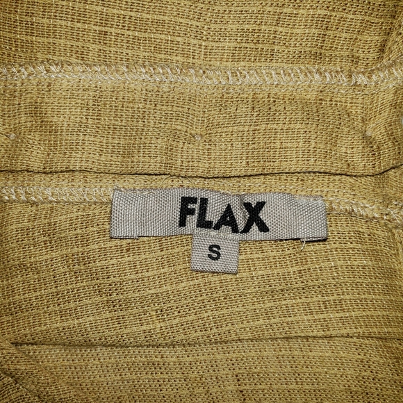 Flax Sz S Linen Blend Yellow Tunic Blouse 3/4 Sleeve Lagenlook Button Accet Top - Picture 7 of 10